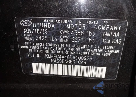 2013 Hyundai Sonata Hybrid Limited from USA, damaged, VIN KMHEC4A46DA100928